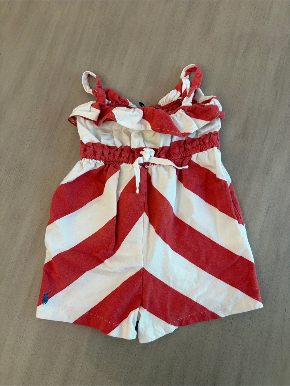 Ralph Lauren Red and White Striped Girls Romper